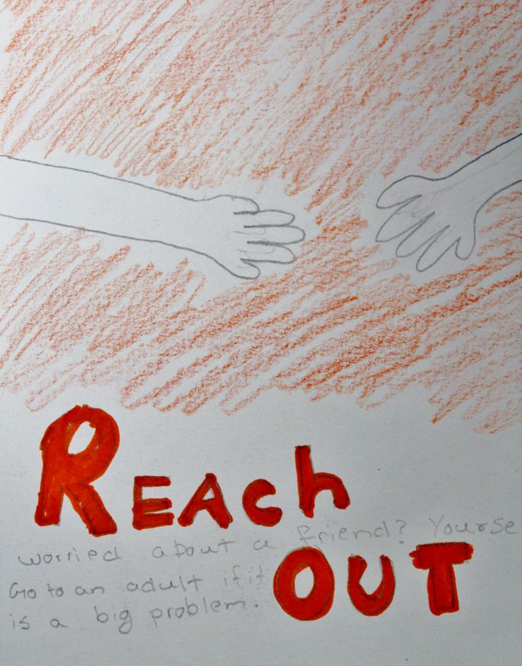 Elementary students expressed their Be Well thoughts through art
