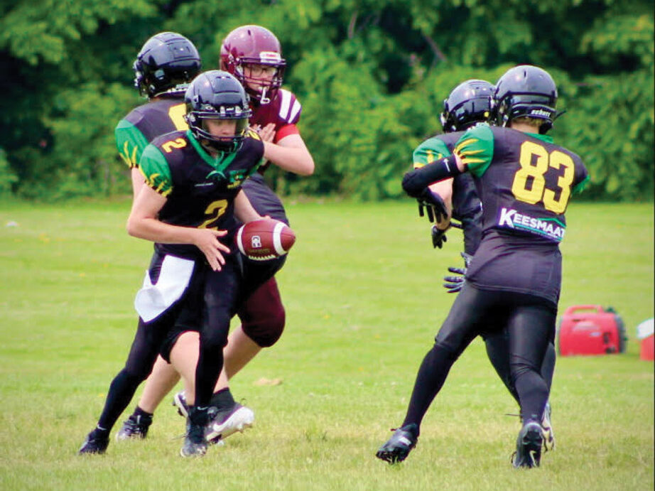 CAYUGA—The Cayuga Warriors in action against Pauline Johnson Collegiate and Vocational School.