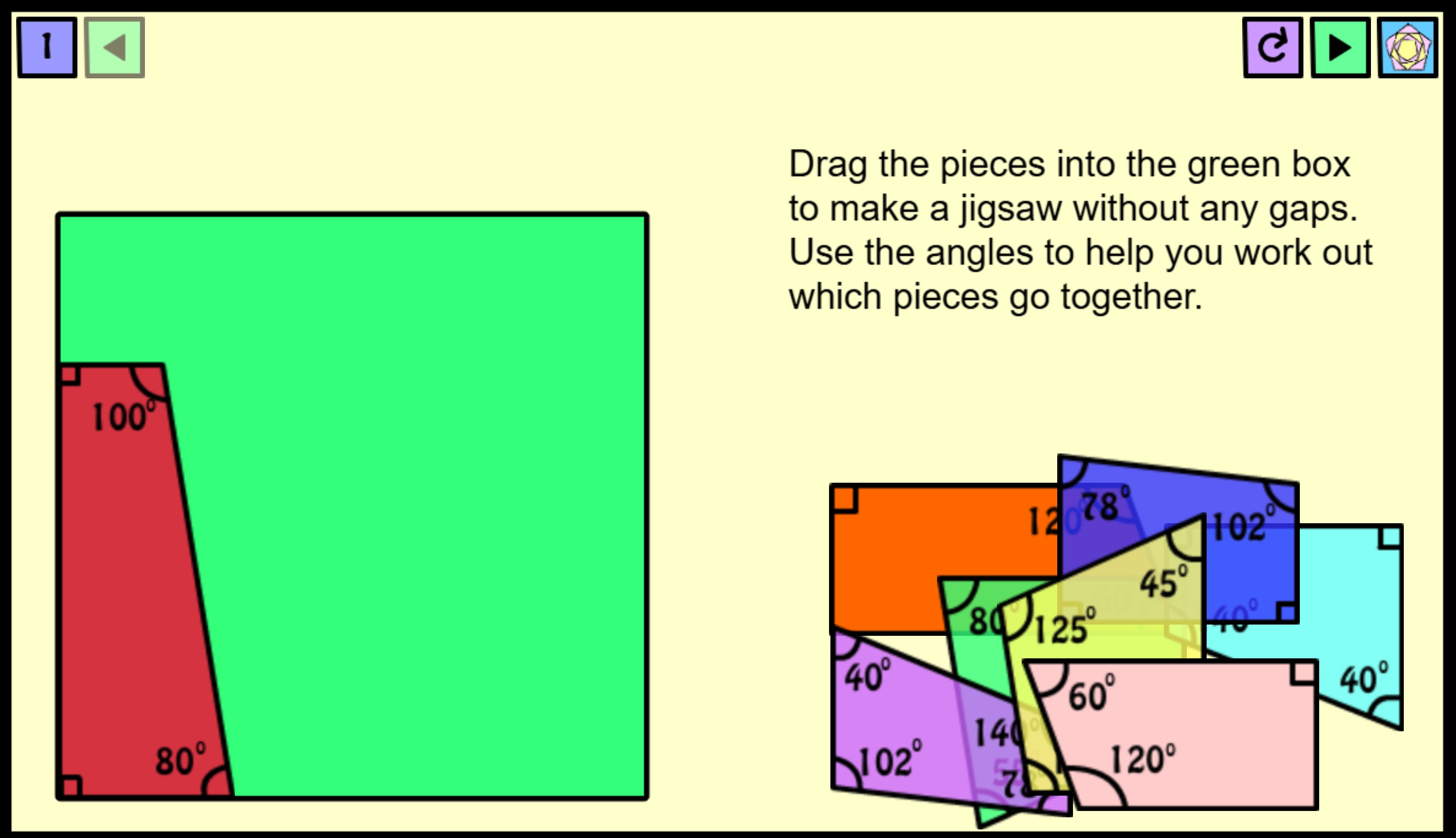 Angles Jigsaw Project game start screen