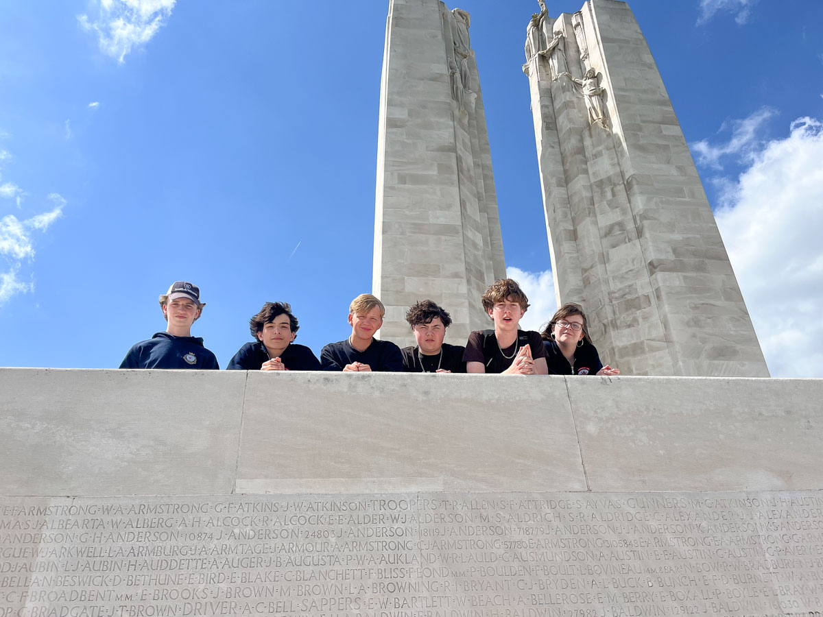 North Park Collegiate and Vocational School student visit a monument at Vimy Ridge in France