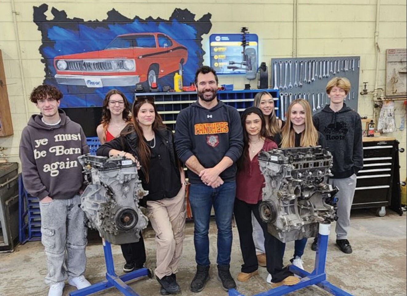 DUNN-Ford-donation-1323x1536 Dunnville Secondary School teacher Mr. Watson, centre, and his students (l-r) Bryson Keeler, Teagan Lightfoot, Sienna Thompson, Suleen Adam, Aaryn Olay, Kiley Abbott, and Rylan Patterson