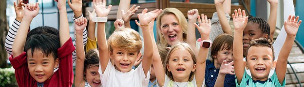 Kids waving their hands