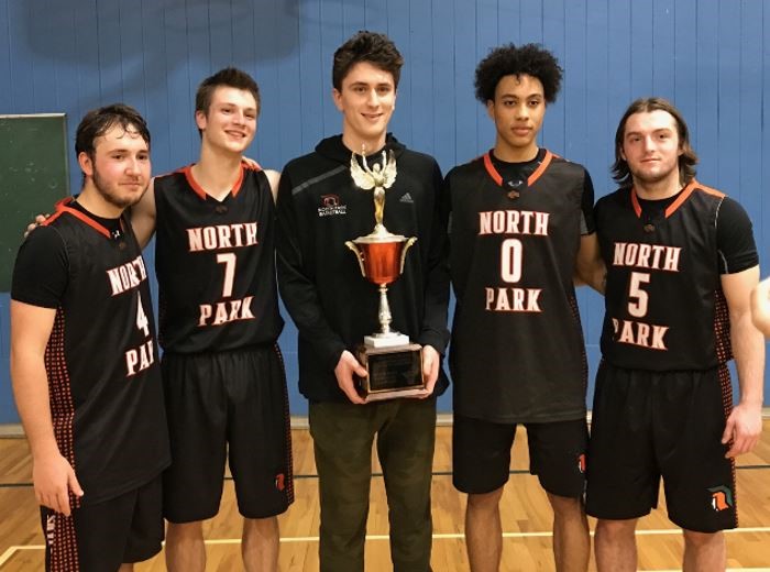 Andrew had a lot of success on the hardwood during his youth in Brantford. Here Andrew is pictured with his teammates after winning the BCSSAA Senior Boys Championship. Photo courtesy The Andrew Family.